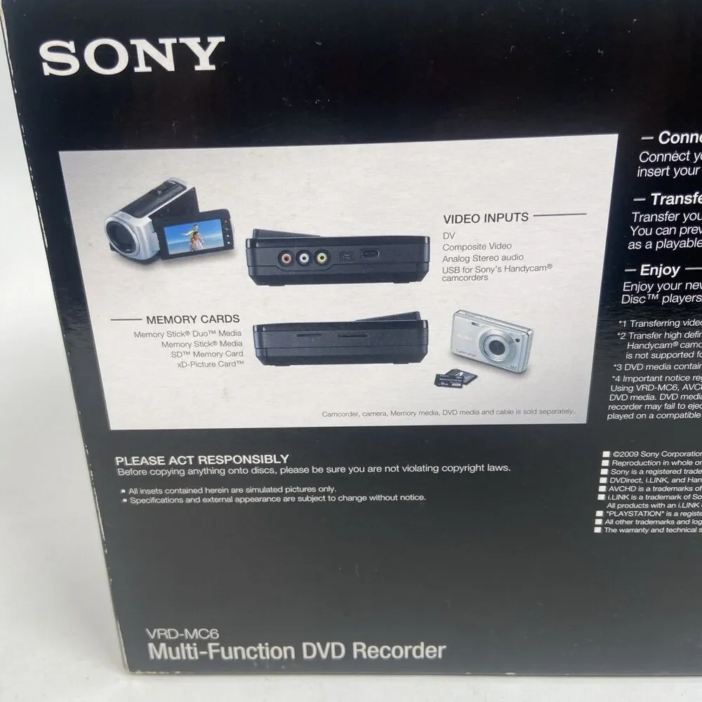 SONY DVD Recorder DVDirect VRD-MC6 Multi-fuction Transfer to DVD